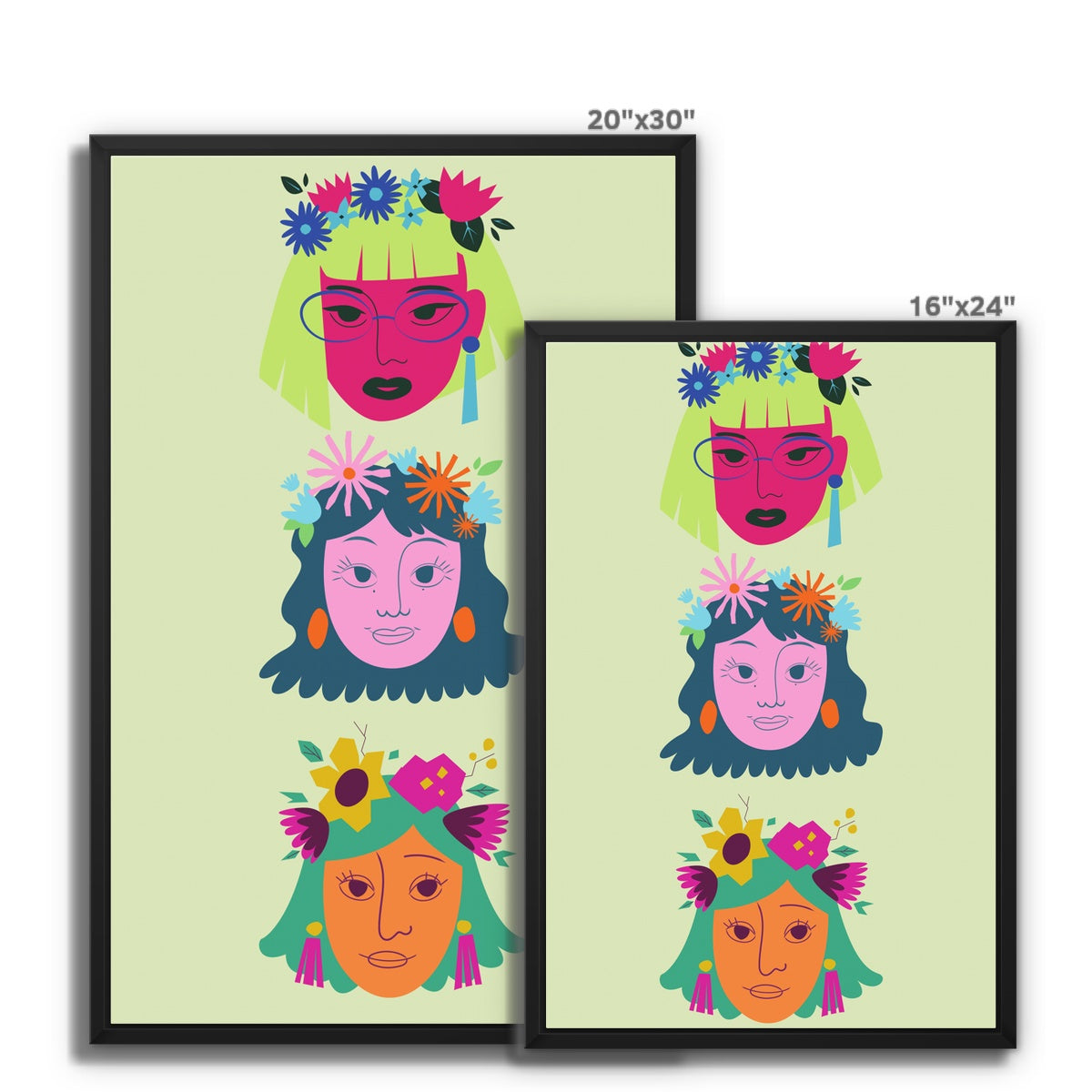 Colourful Women Framed Canvas