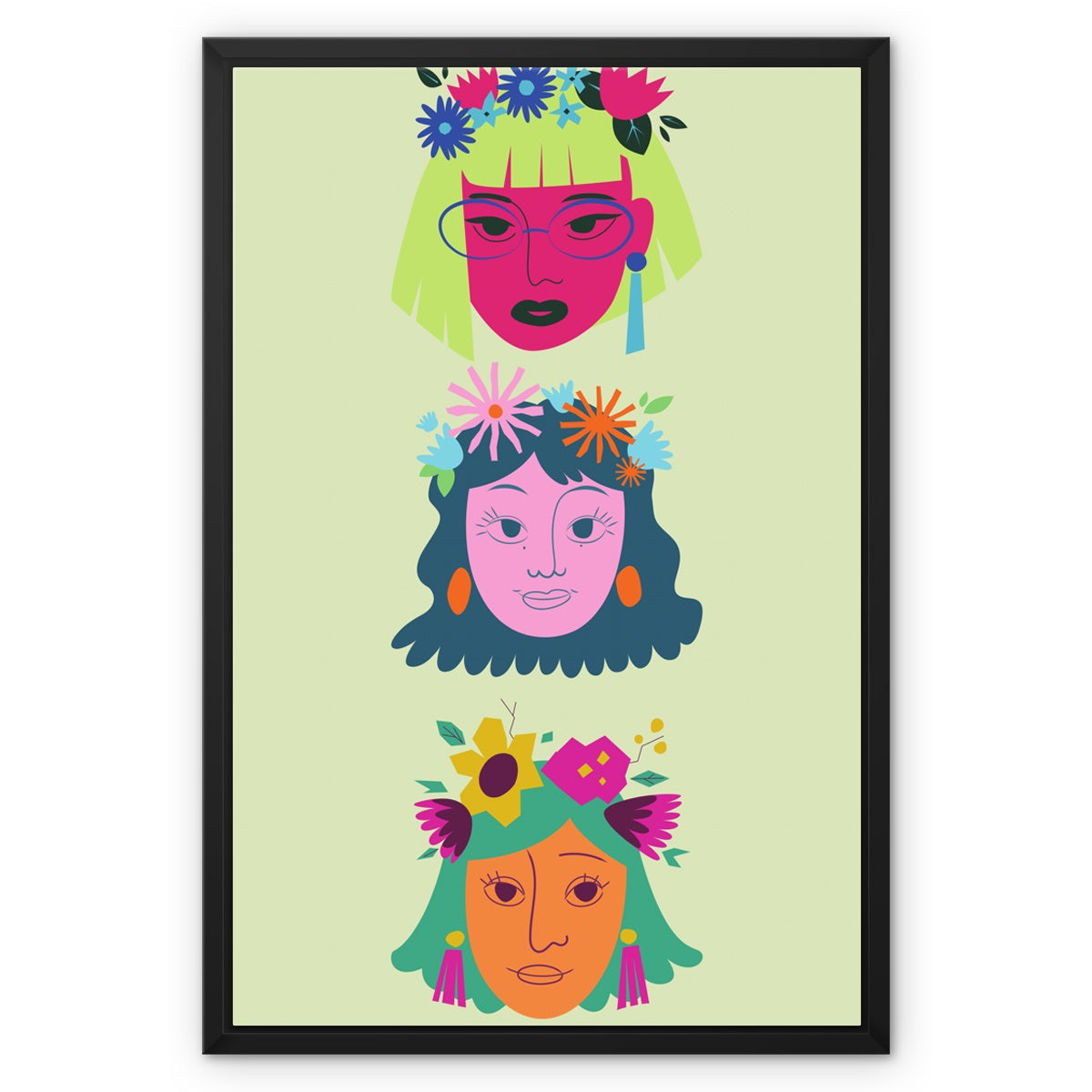 Colourful Women Framed Canvas