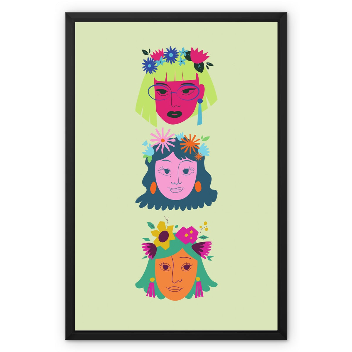 Colourful Women Framed Canvas