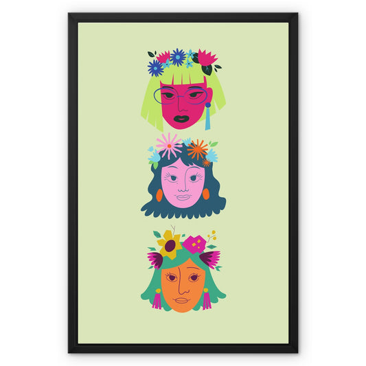 Colourful Women Framed Canvas